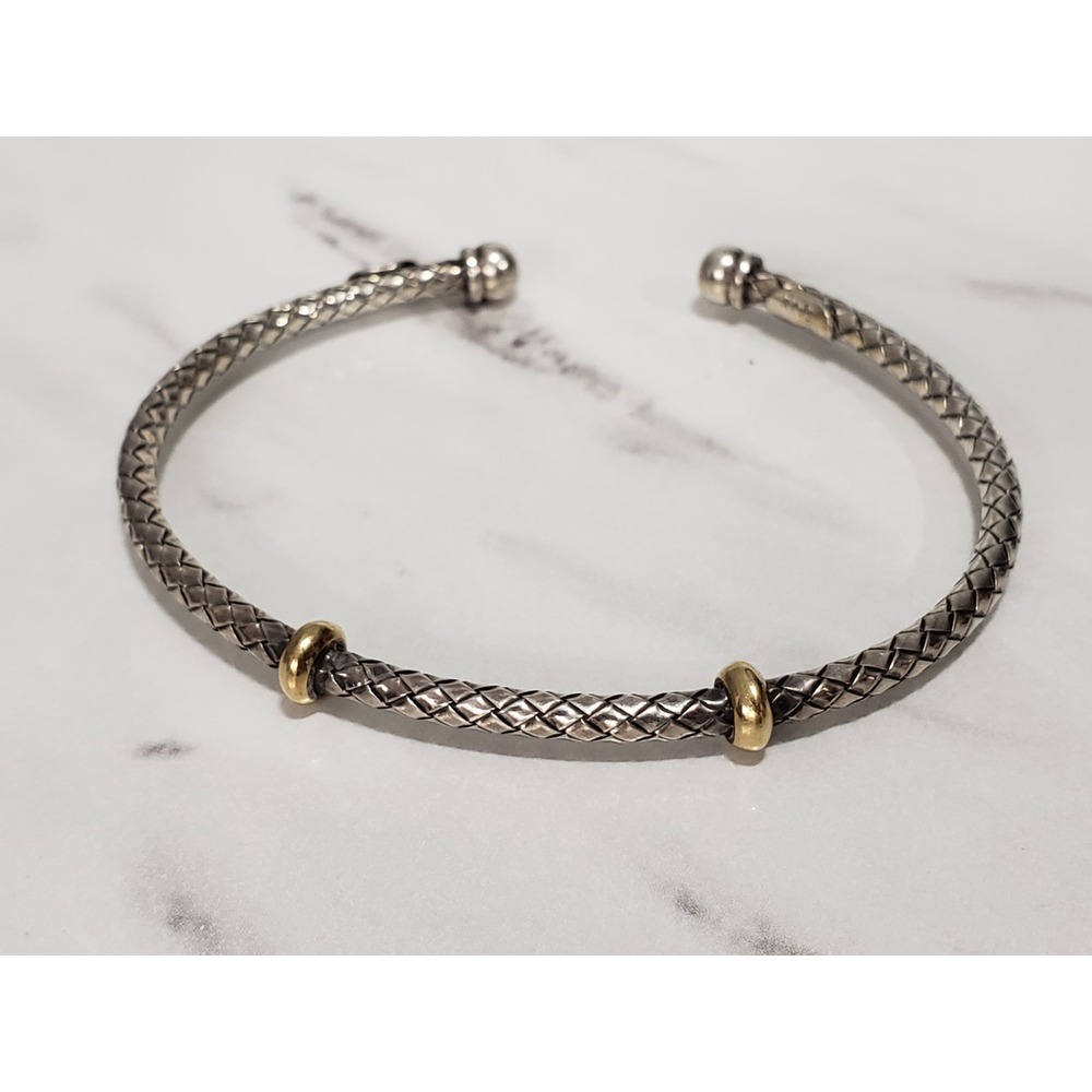Alisa VHB 987 Rondelle Station Sterling Traversa Cuff Bangle Bracelet